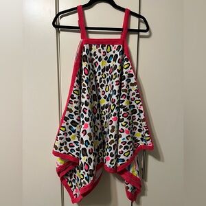 Little Miss Matched Neon Leopard Print Kids swim coverup with Hot Pink Trim